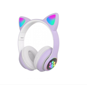 Casti CAT cu urechi de pisica, lumina intermitenta cu led-uri colorate. Mov